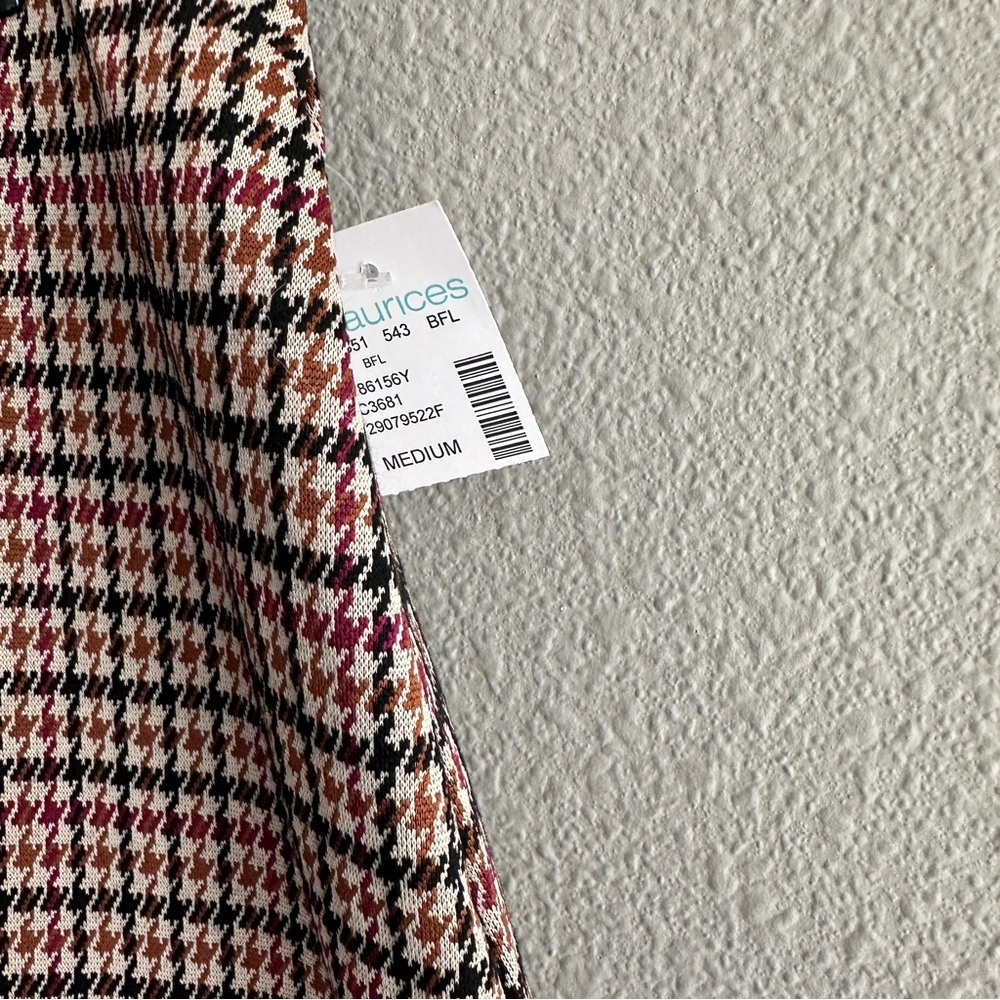 NWT Maurice’s Red Tan Houndstooth High Rise Mini Skirt Medium - Picture 2 of 9